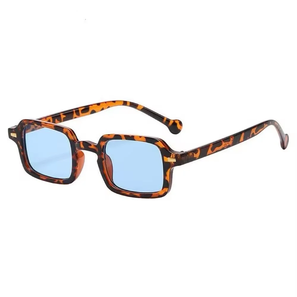 Mens Hip Hop Square Sunglasses Blue Tinted Lens Retro  Rectangle Frame Festival